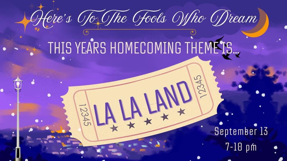  Homecoming is September 13. Click for more info